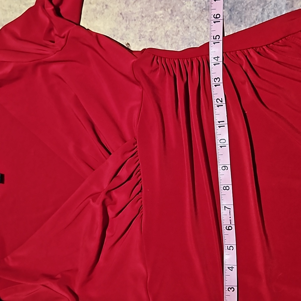 Lauren Ralph Lauren | Red Tailored Fit Rouched Dress - Picture 8 of 11